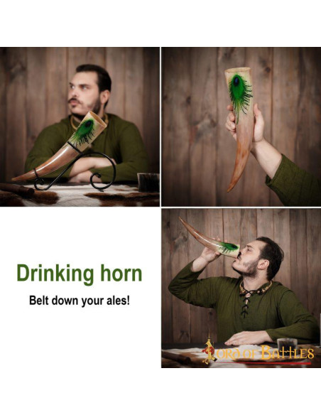 Corne à boire avec motifs ornés