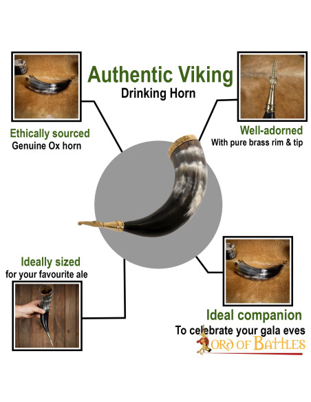 Corne à boire viking médiévale avec...