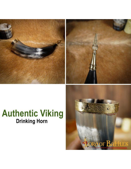 Corne à boire viking médiévale avec...