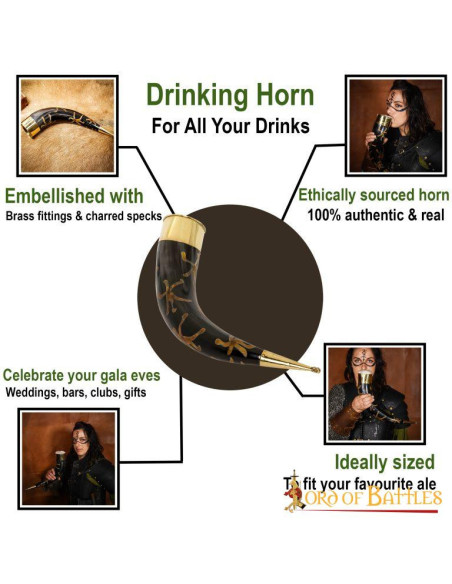 Corne à boire avec raccords en laiton...