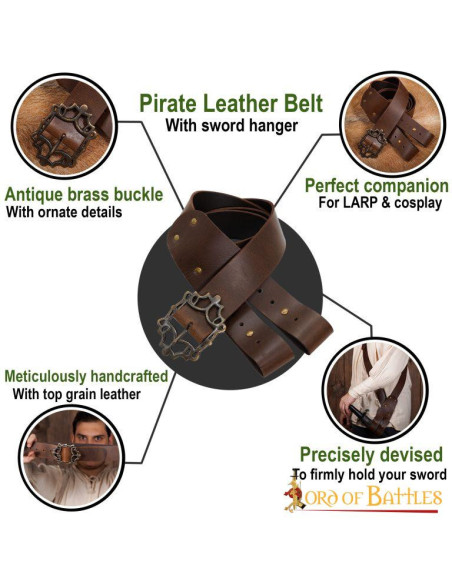Ceinture de pirate marron avec...