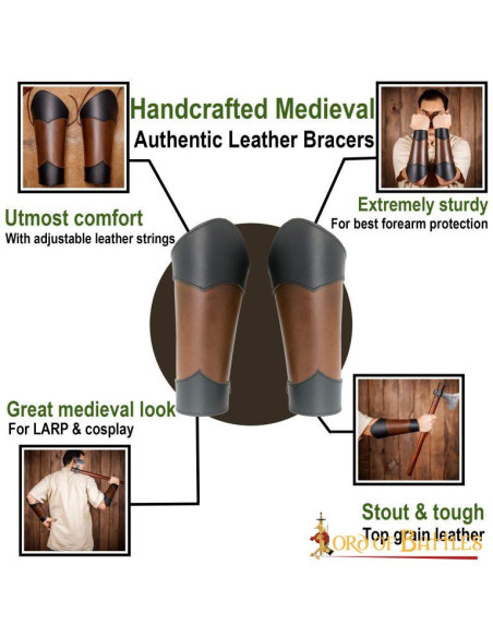 Bracelets médiévaux en cuir véritable...