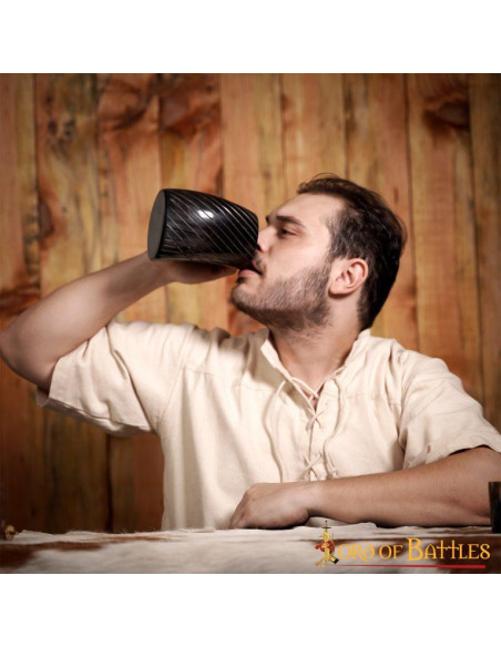 Chope à bière en corne de boeuf de...