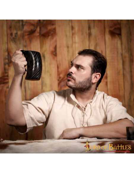 Chope à bière en corne de boeuf de...