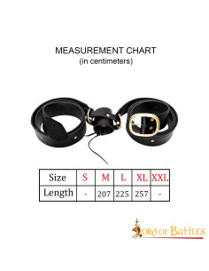 Ceinture en cuir noir de style médiéval avec baudrier 2