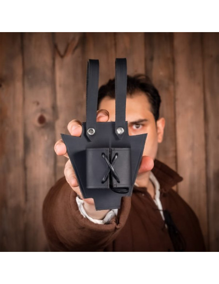 Baudrier médiéval en cuir noir pour...