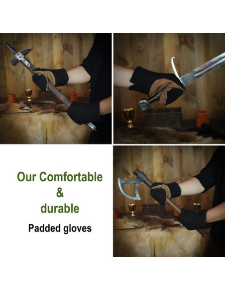 Gants mitaines rembourrés en coton noir