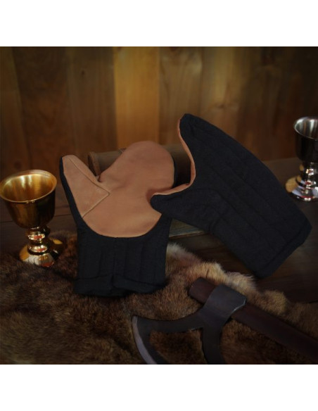 Gants mitaines rembourrés en coton noir