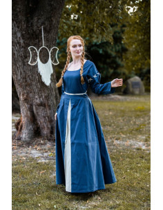 Robe médiévale bleu-blanc modèle Larina