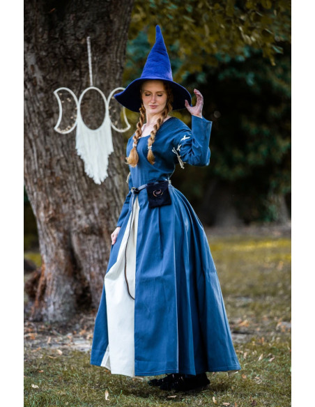 Robe médiévale bleu-blanc modèle Larina