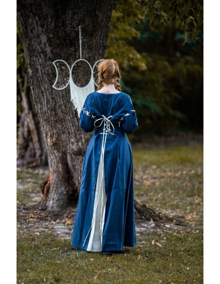 Robe médiévale bleu-blanc modèle Larina