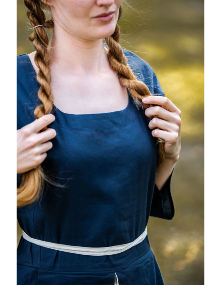 Robe médiévale bleu-blanc modèle Larina