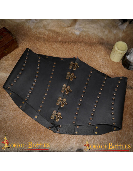 Anne Bony Corset pirate en cuir noir