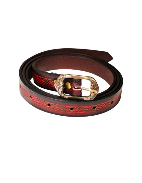 Ceinture médiévale grenat avec motif...