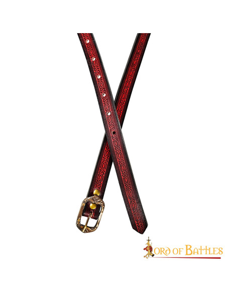 Ceinture médiévale grenat avec motif...
