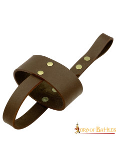 Etui en cuir marron pour verres et tasses en corne