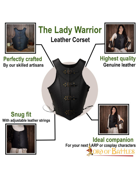 Corset en cuir noir Dama Guerrera