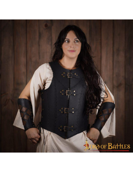 Corset en cuir noir Dama Guerrera