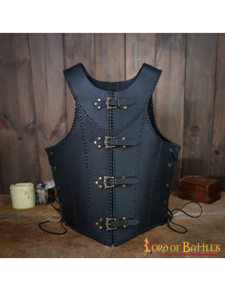 Corset en cuir noir Dama Guerrera