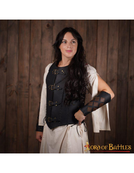 Corset en cuir noir Dama Guerrera