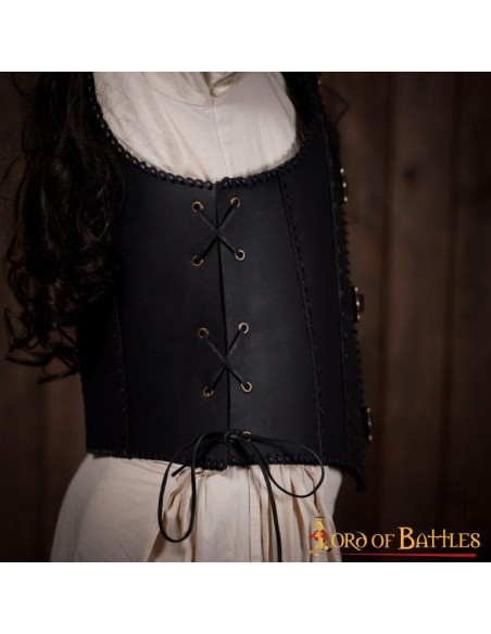 Corset en cuir noir Dama Guerrera