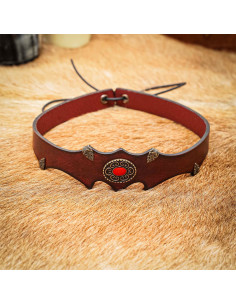 Diadème en cuir avec bijou médiéval fantastique