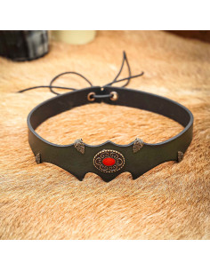 Diadème en cuir avec bijou médiéval fantastique 2