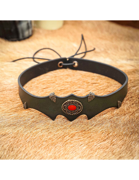 Diadème en cuir avec bijou médiéval...