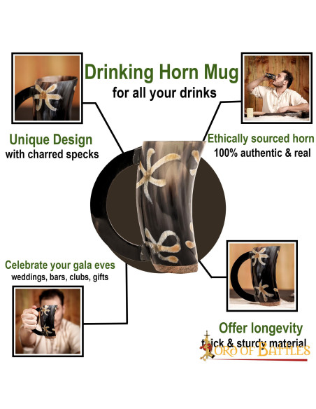 Chope à bière en corne de boeuf viking