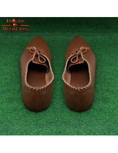 Chaussures en cuir de dame médiévale à lacets - Marron 2