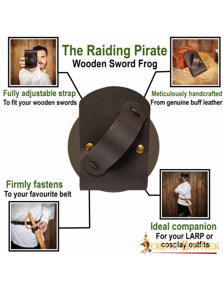 Baldric pour épées en bois en cuir -...