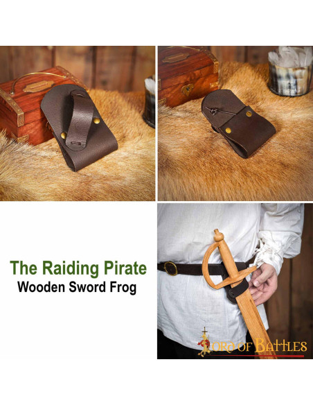 Baldric pour épées en bois en cuir -...