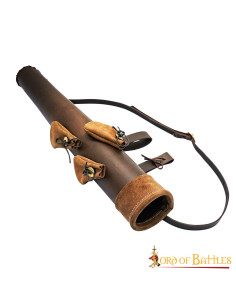 Carquois en cuir marron avec poches en pointe de flèche... 2