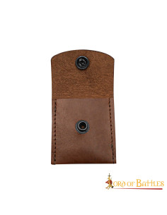 Bourse médiévale en cuir pratique - Marron (6,8x6,3 cm.) 2