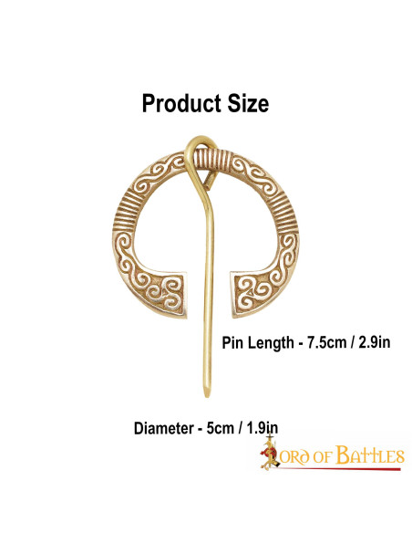 Fibule celtique en laiton (7,5x5 cm.)