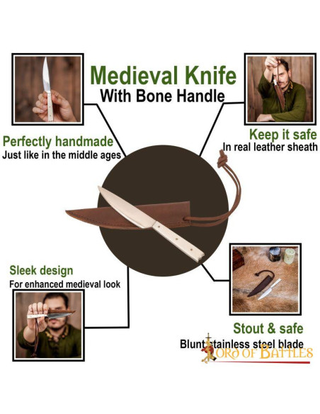 Couteau médiéval avec manche en os...