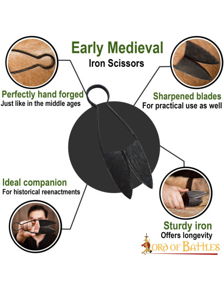 Ciseaux médiévaux en fer forgé à la...