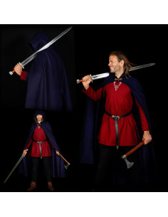 Grande Cape en Laine avec Fermoir en Laiton - Bleu Marine 2