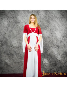Robe médiévale Inés en daim - Rouge