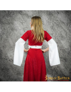 Robe médiévale Inés en daim - Rouge 2