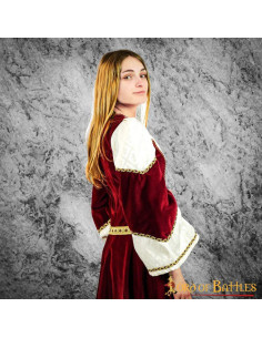 Robe Médiévale Noble Catherine avec brocards - Grenat et... 2