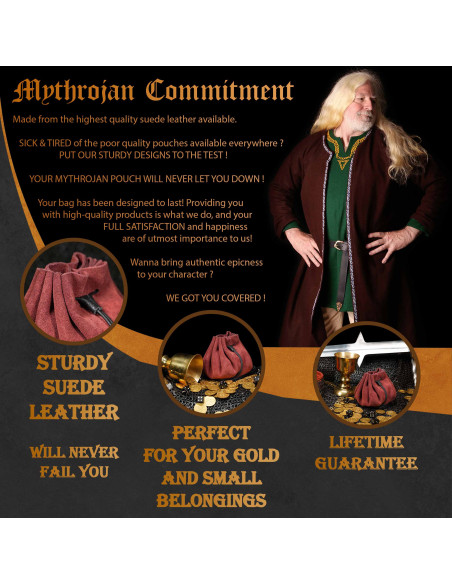 Sac de mendiant médiéval - Rouge vin...