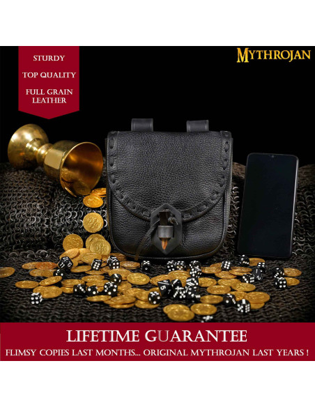 Sac médiéval en cuir avec fermeture...