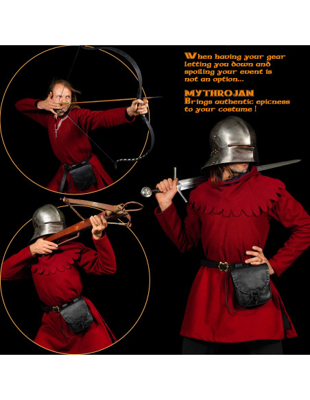 Sac médiéval en cuir avec fermeture...