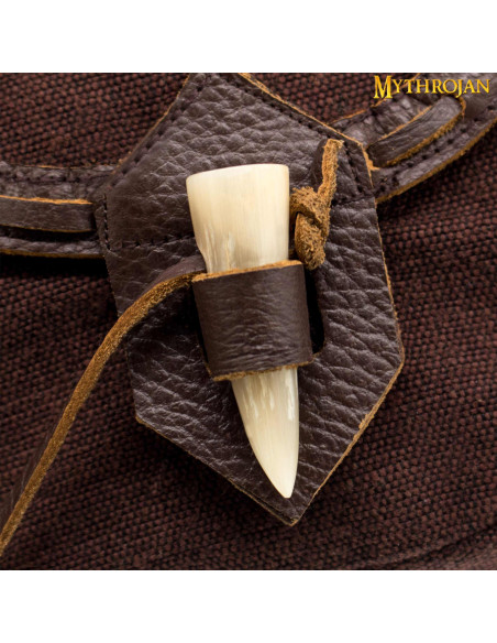 Sac médiéval en toile et cuir avec...