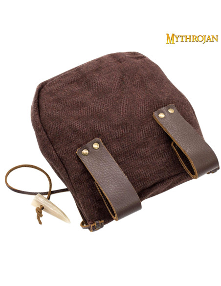 Sac médiéval en toile et cuir avec...