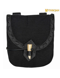 Sac médiéval en toile et cuir avec fermeture en corne -...
