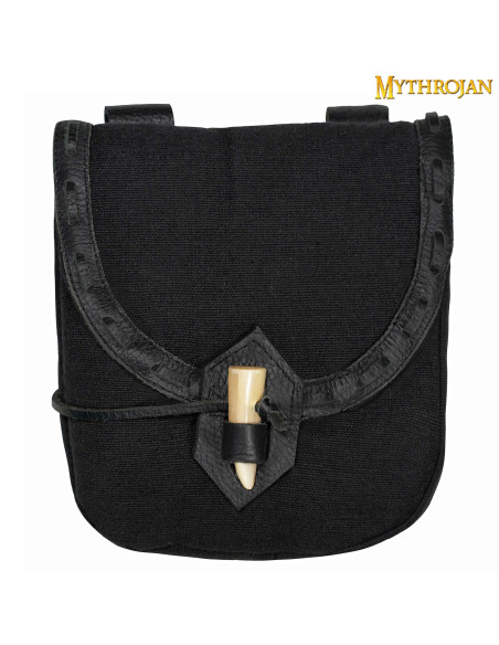 Sac médiéval en toile et cuir avec...