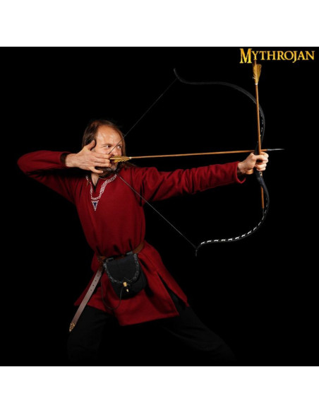 Sac médiéval en toile et cuir avec...