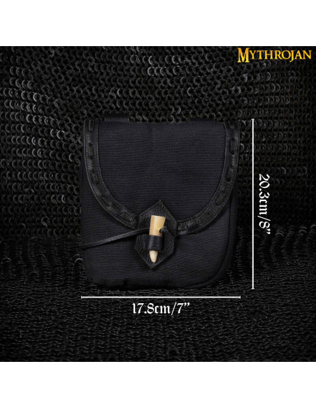 Sac médiéval en toile et cuir avec...